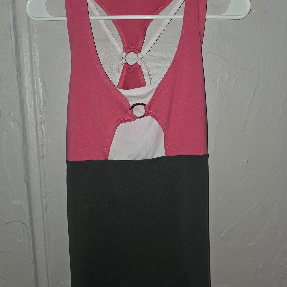 Chic Pink and Black and White Women's Tank Top.